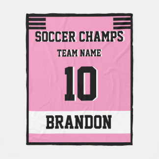 Voetbal Fleece Deken roze gepersonaliseerde speler