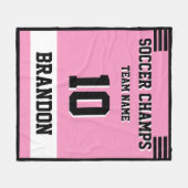 Voetbal Fleece Deken roze gepersonaliseerde speler (Voorkant (Horizontaal))