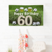 Voetbal Football 60th Birthday met bal op groen Spandoek (Insitu)