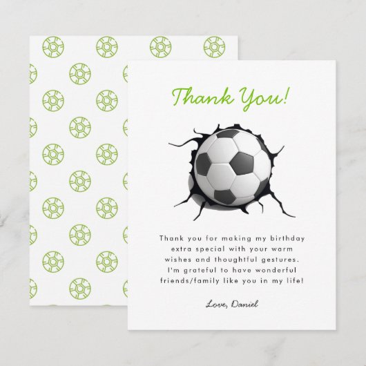 Voetbal Football Bedankkaart (Voorkant / Achterkant)