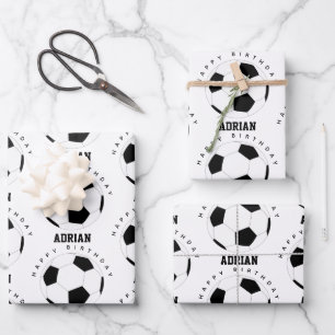 Voetbal Football Gepersonaliseerde naam Birthday Inpakpapier Vel