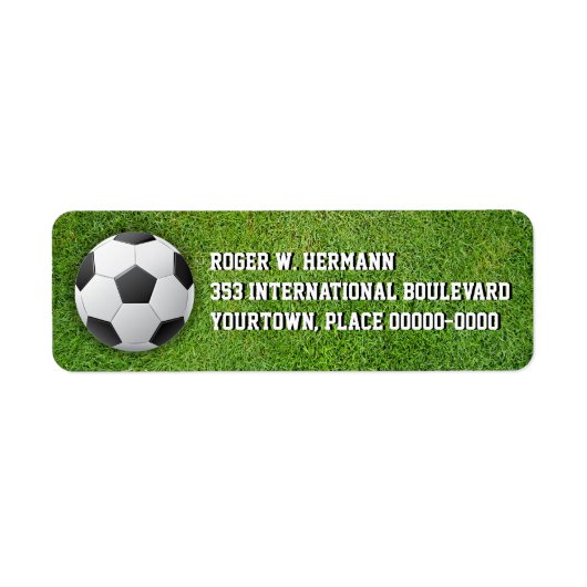 Voetbal Football in de gras Etiket (Voorkant)