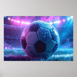 Voetbal Football in stadionarena extreem weer Poster