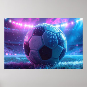 Voetbal Football in stadionarena extreem weer Poster