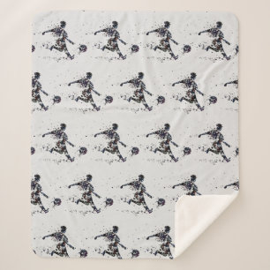 Voetbal Football Sport Grafische kunst Zwart grijs Sherpa Deken