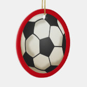 Voetbal Foto Keepsake Rood Keramisch Ornament (Rechts)