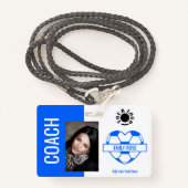 voetbal Foto Logo Barcode Sjabloon Coach Blue Badge (Voorkant met draagriem)
