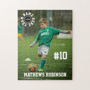 Voetbal Foto Speler Naam Team Nummer en Logo Legpuzzel