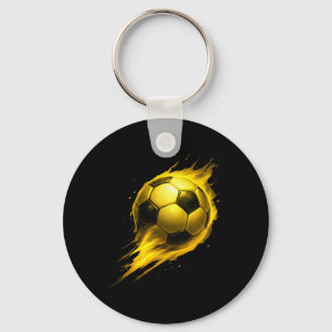 Voetbal Fun Kleurrijk Effect Tie Dye Zwart Geel Zo Sleutelhanger