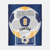 Voetbal - Geel, wit en blauw Fleece Deken (Voorkant)