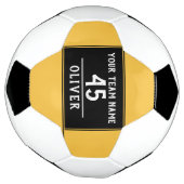 Voetbal Geel Zwart met Teamnaam Nummer (Gedraaid)