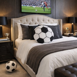 Voetbal geïnspireerd patroon geometrische print rond kussen