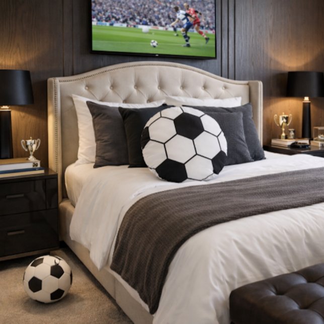 Voetbal geïnspireerd patroon geometrische print rond kussen (Creator heeft geüpload)