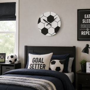 Voetbal geïnspireerd patroon geometrische print ronde klok
