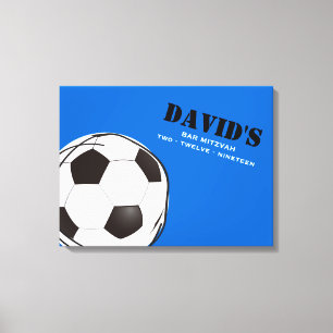 VOETBAL GEKLEURD Bar Mitswa Aanmeldingsbord Canvas Afdruk