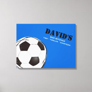 VOETBAL GEKLEURDE Bar Bat Mitzvah Inloggen Board Canvas Afdruk