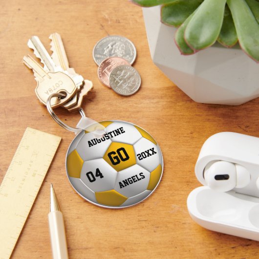 Voetbal gele en witte Sleutelhanger (Bureau)