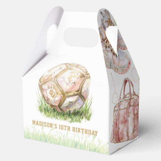 Voetbal Gepersonaliseerd Meisje Verjaardag Bedankdoosjes (Voorkant)