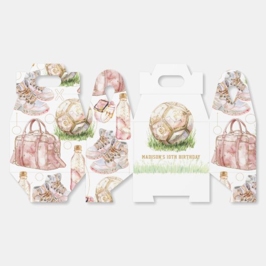 Voetbal Gepersonaliseerd Meisje Verjaardag Bedankdoosjes (Ongevouwen)