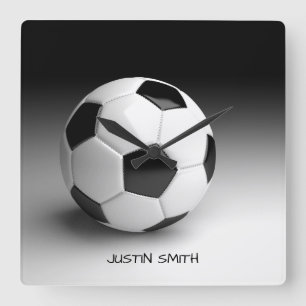 Voetbal gepersonaliseerde vierkante wandklok vierkante klok