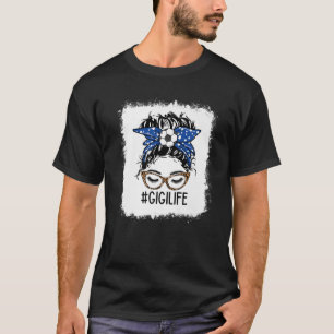 Voetbal Gigi Life Leopard Messy Bun Funny Gigi Mot T-shirt