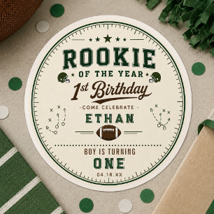 Voetbal Green Rookie 1e verjaardagsfeestje Ronde Sticker