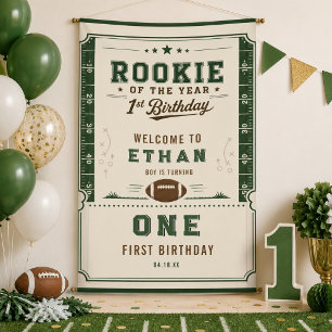 Voetbal Green Rookie 1e verjaardagsfeestje  Spandoek
