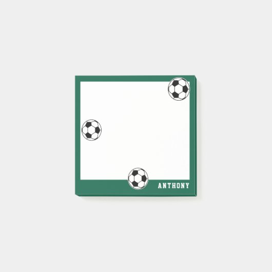 Voetbal groene gepersonaliseerde kinderen terug na post-it® notes (Voorkant)