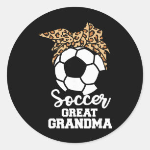 Voetbal Groot oma Funny Voetbalspeler Luipaard G Ronde Sticker