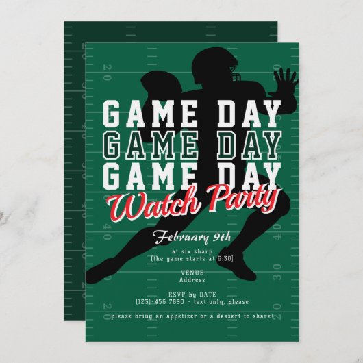Voetbal grote spel dag sportkijkfeest kaart (Voorkant / Achterkant)