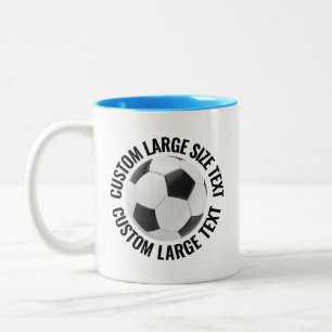 Voetbal & Grote Tekst LICHTBLAUW 320g/m² Custom Tweekleurige Koffiemok