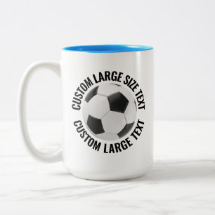 Voetbal & Grote Tekst LICHTBLAUW 425 gram Custom Tweekleurige Koffiemok