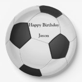 Voetbal "Happy Birthday" Papieren Borden Papieren Bordje (Voorkant)