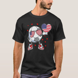 Voetbal Hart Amerikaanse Vlag 4 juli Sport T-shirt