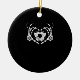 Voetbal Hart Skelet Hand Halloween Kostuum Keramisch Ornament