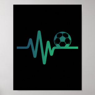 Voetbal Hartslag Lijn Voetbal Liefde Cadeau Poster
