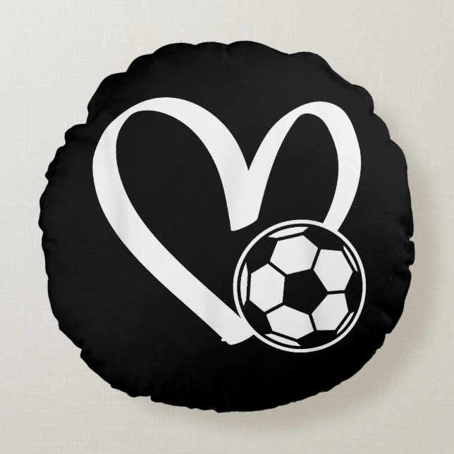 Voetbal Heart Rond Kussen (Voorkant)