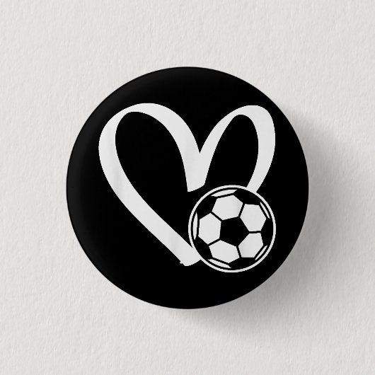 Voetbal Heart Ronde Button 3,2 Cm (Voorkant)