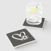 Voetbal Heart Stenen Onderzetter (Zijkant)