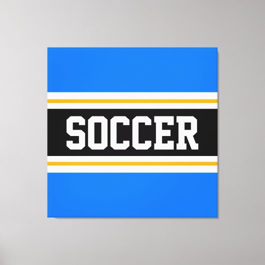 VOETBAL Helder Blauw Zwart Wit Gele Strepen Canvas Afdruk (Voorkant)