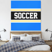 VOETBAL Helder Blauw Zwart Wit Gele Strepen Canvas Afdruk (Insitu (Slaapkamer))