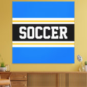 VOETBAL Helder Blauw Zwart Wit Gele Strepen Canvas Afdruk (Insitu (Woonkamer))