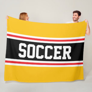 VOETBAL Helder Goud Oranje Rood Zwart Strepen Fleece Deken