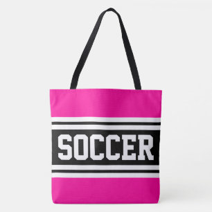 VOETBAL Helder roze zwart wit race strepen Draagtas