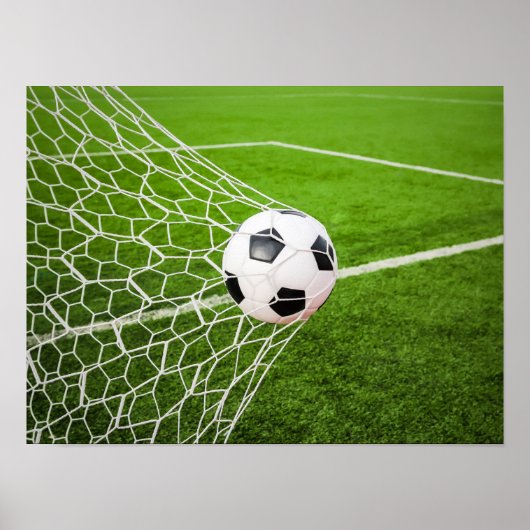 Voetbal Hitting Goal Net Poster (Voorkant)