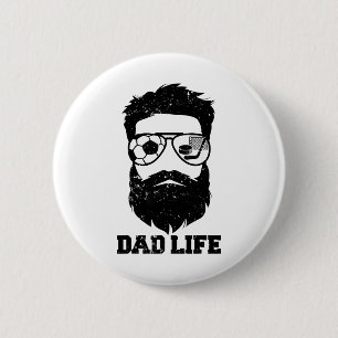 Voetbal Hockey Vader Wanordelijk Haar Baard Voetba Ronde Button 5,7 Cm