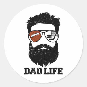 Voetbal Hockey Vader Wanordelijke Haar Baard Voetb Ronde Sticker