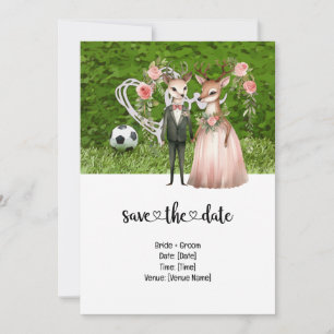 Voetbal Huwelijk thema met bal op groen Kaart