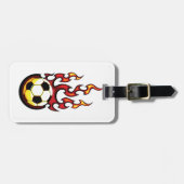 Voetbal in brand bagagelabel (Voorkant horizontaal)