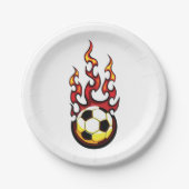 Voetbal in brand papieren bordje (Voorkant)